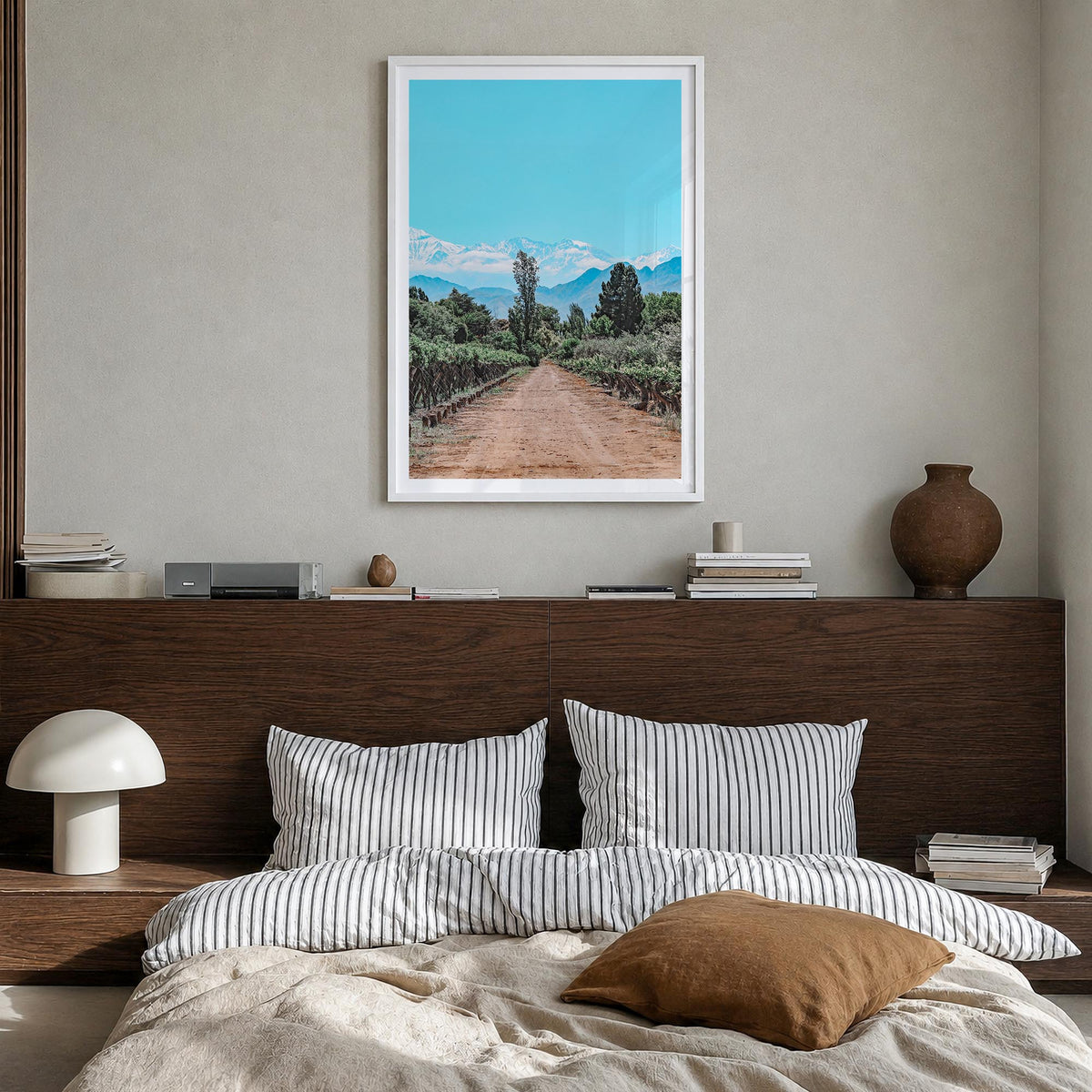 Argentina colorful photo poster of South America – vertical wall art in white wood frame with white border, hanging on wall