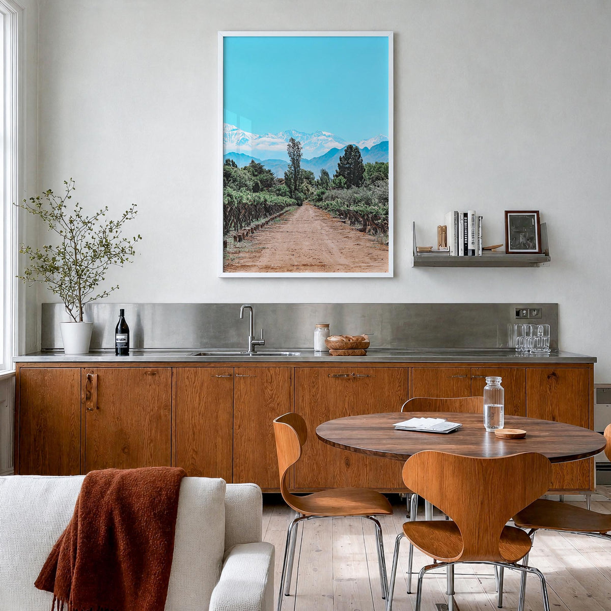 Argentina colorful photo poster of South America – vertical wall art in white wood frame, hanging on wall