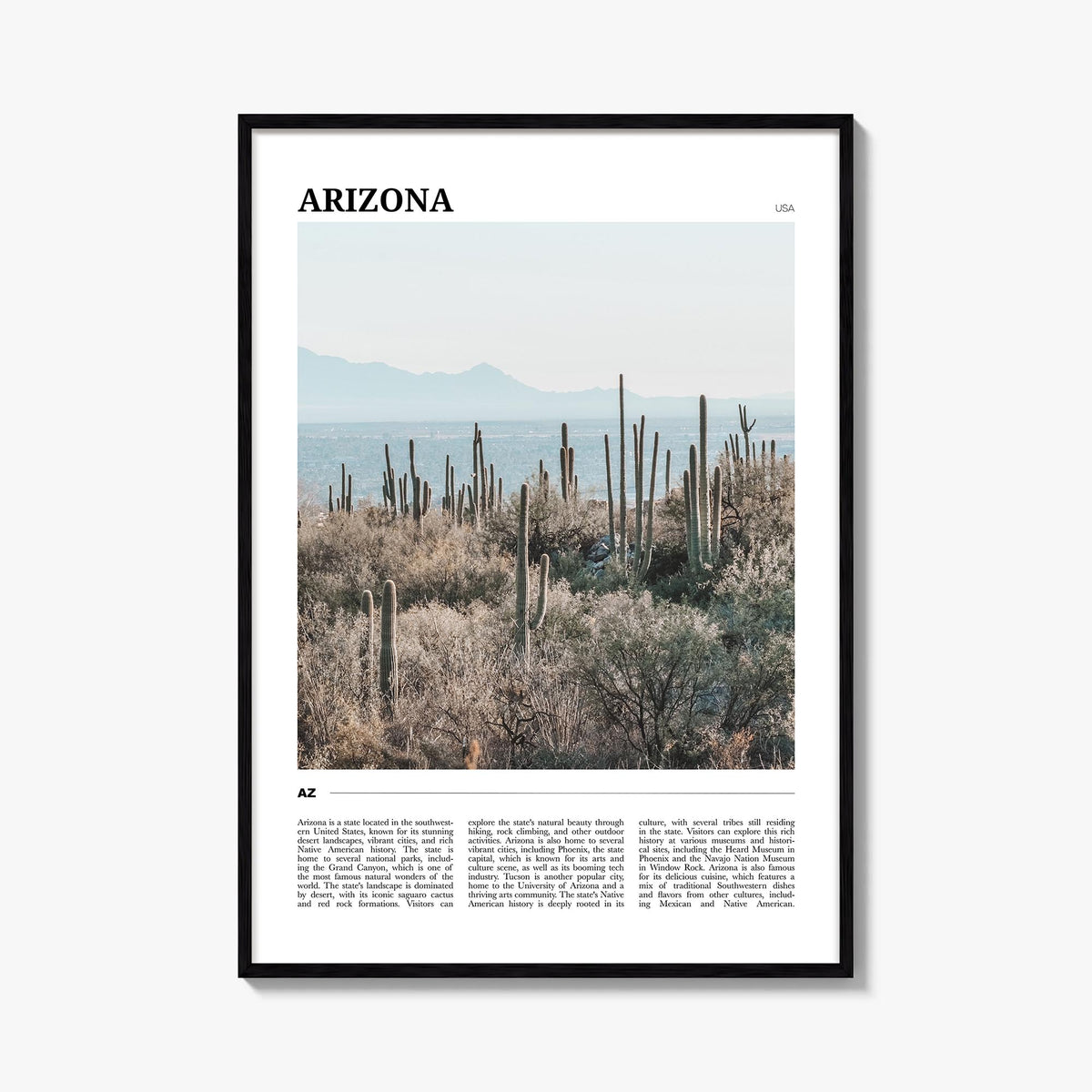 Arizona no. 3 colorful travel poster of United States – vertical wall art, unframed print shown in interior mockup