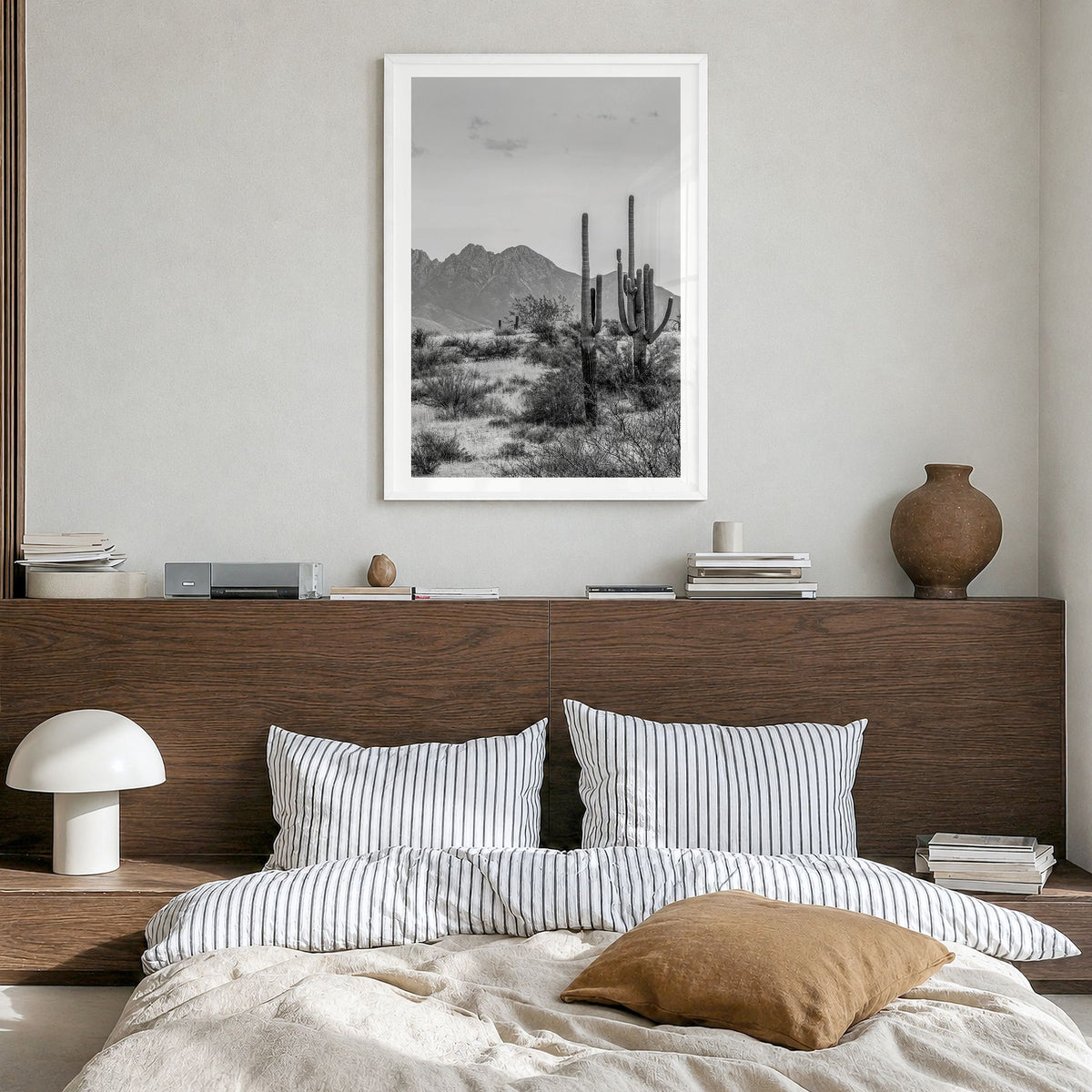 Arizona Photo No 1 Poster in a white wood frame, hanging in a bedroom, white border
