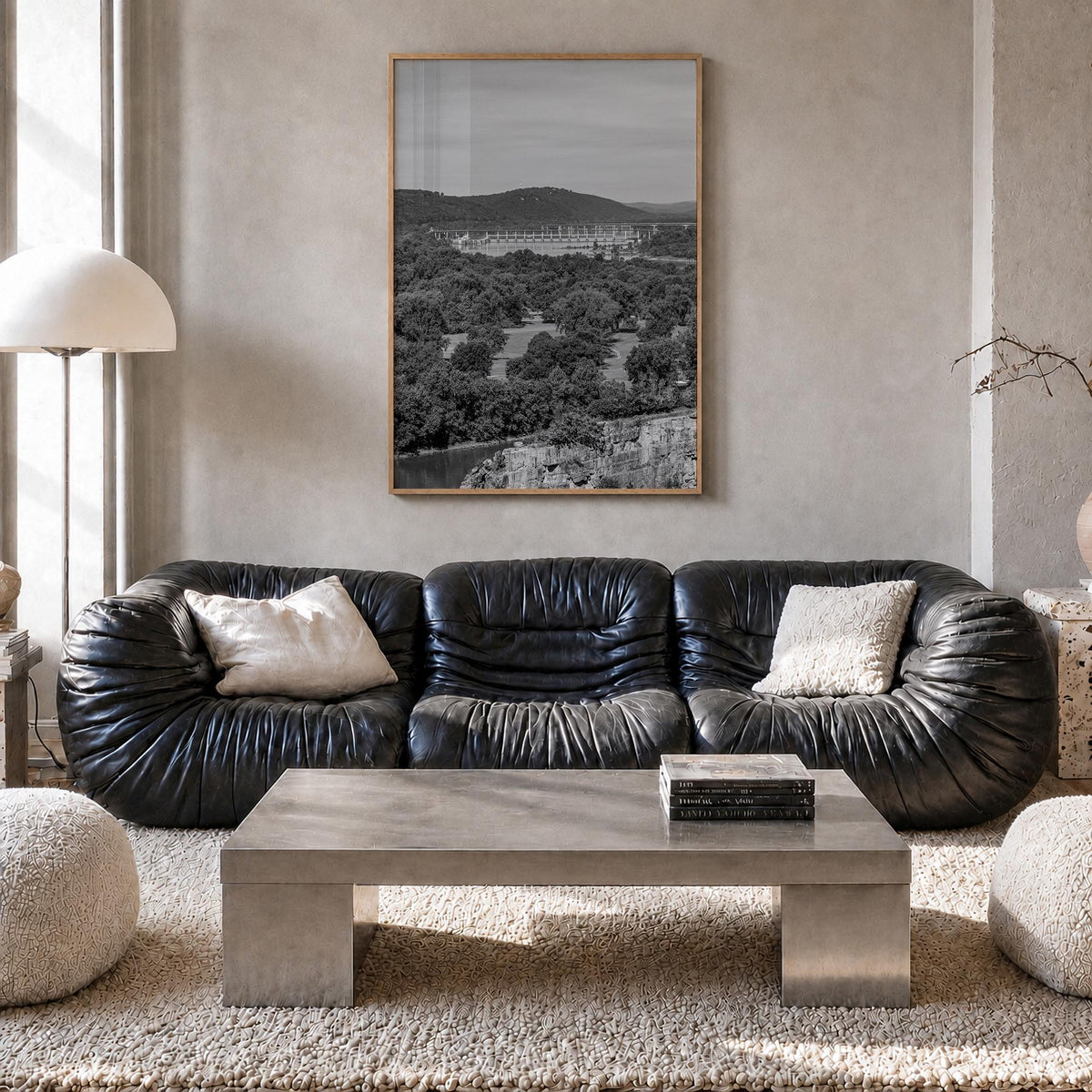 Arkansas no. 1 black & white photo poster of United States – vertical wall art in natural wood frame, hanging on wall