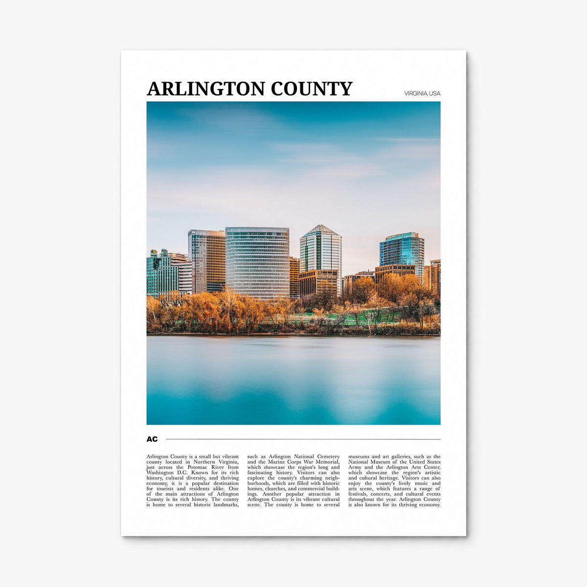 Arlington County, Virginia Travel Poster, print only (unframed)