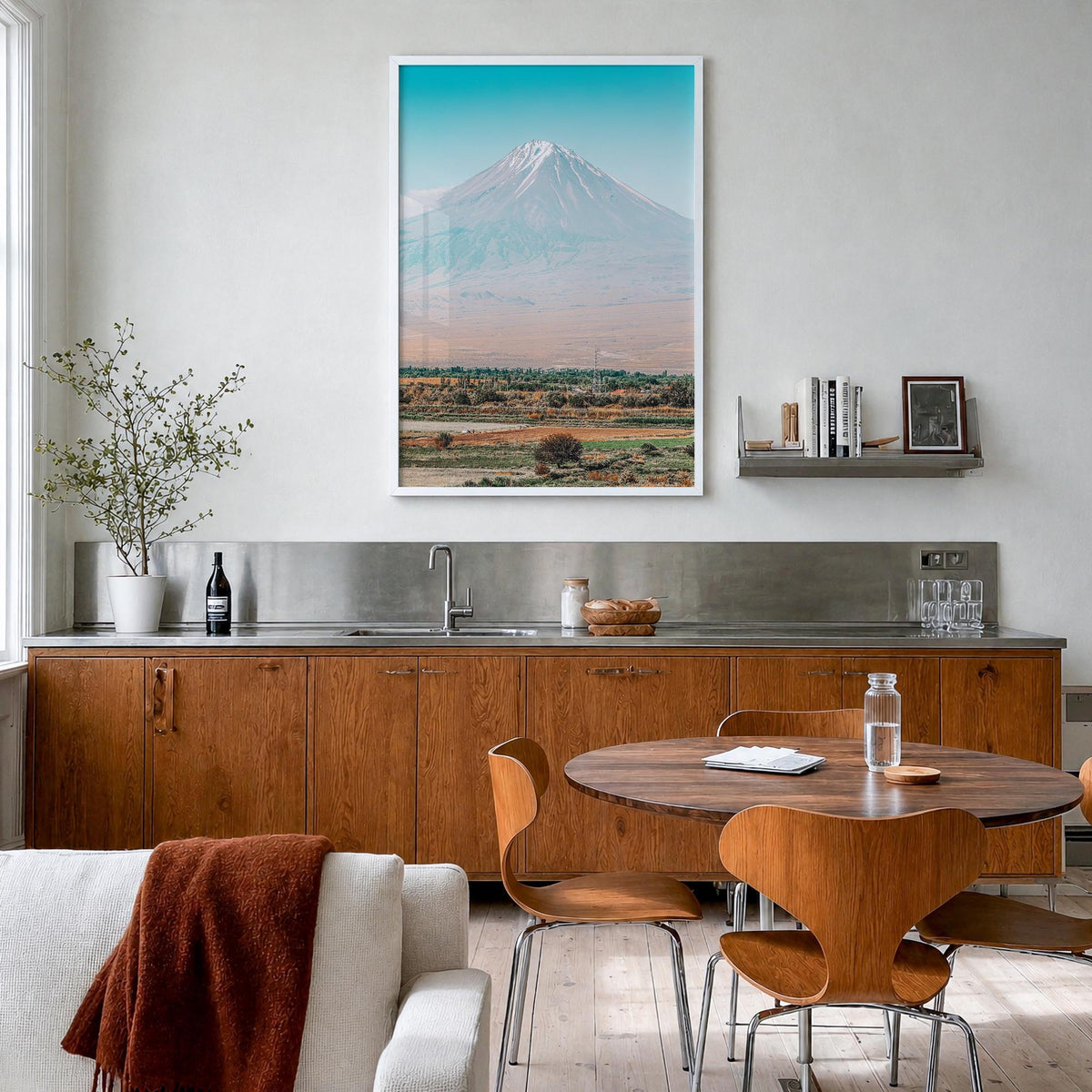 Armenia colorful photo poster of Asia – vertical wall art in white wood frame, hanging on wall