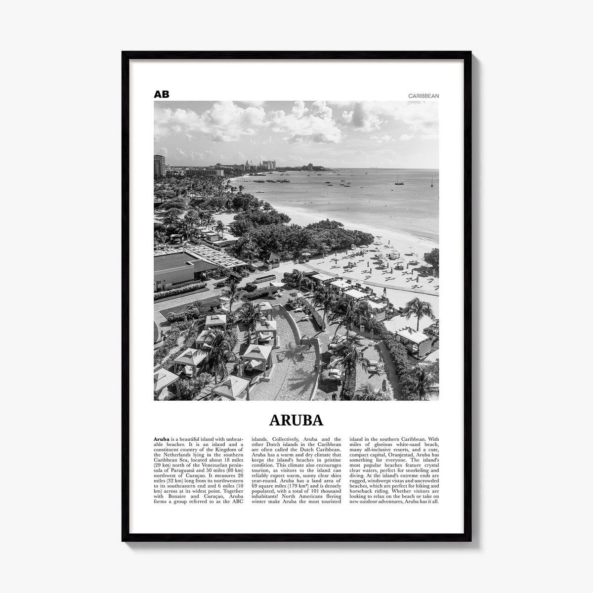 Aruba Newspaper No 2 Poster, framed poster mockup
