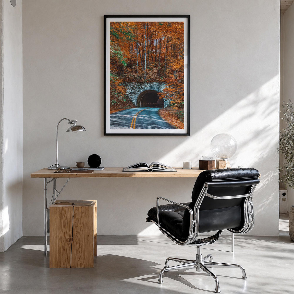 Asheville no. 2 colorful photo poster of North Carolina, USA – vertical wall art in black wood frame with white border, hangi