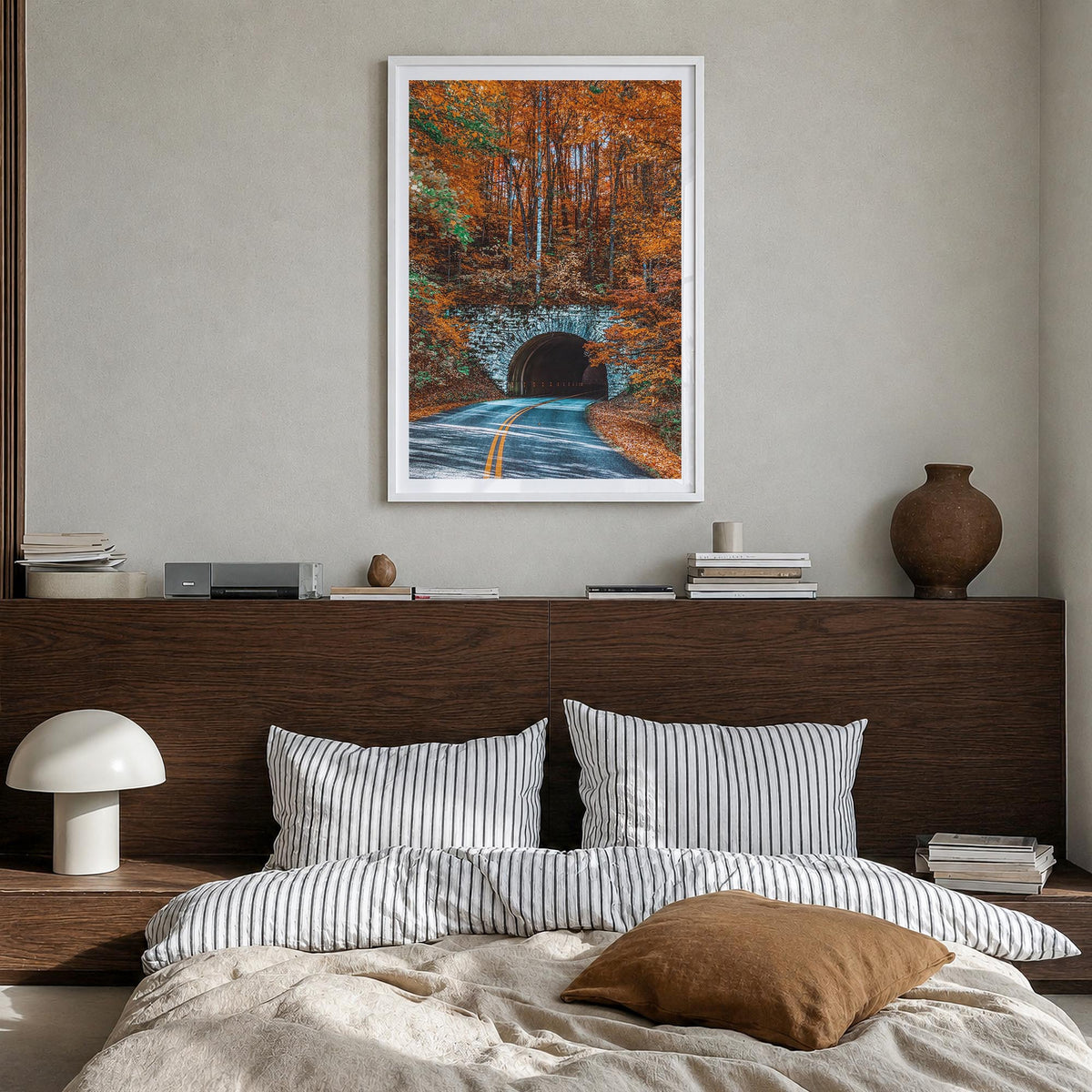 Asheville no. 2 colorful photo poster of North Carolina, USA – vertical wall art in white wood frame with white border, hangi