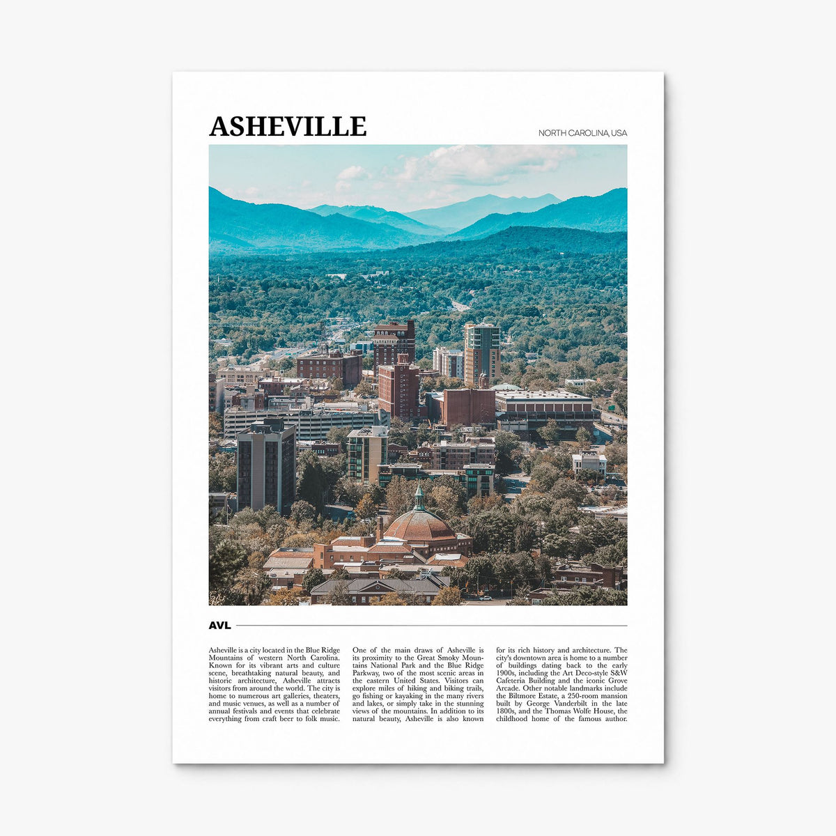 Asheville Travel Poster, print only (unframed)