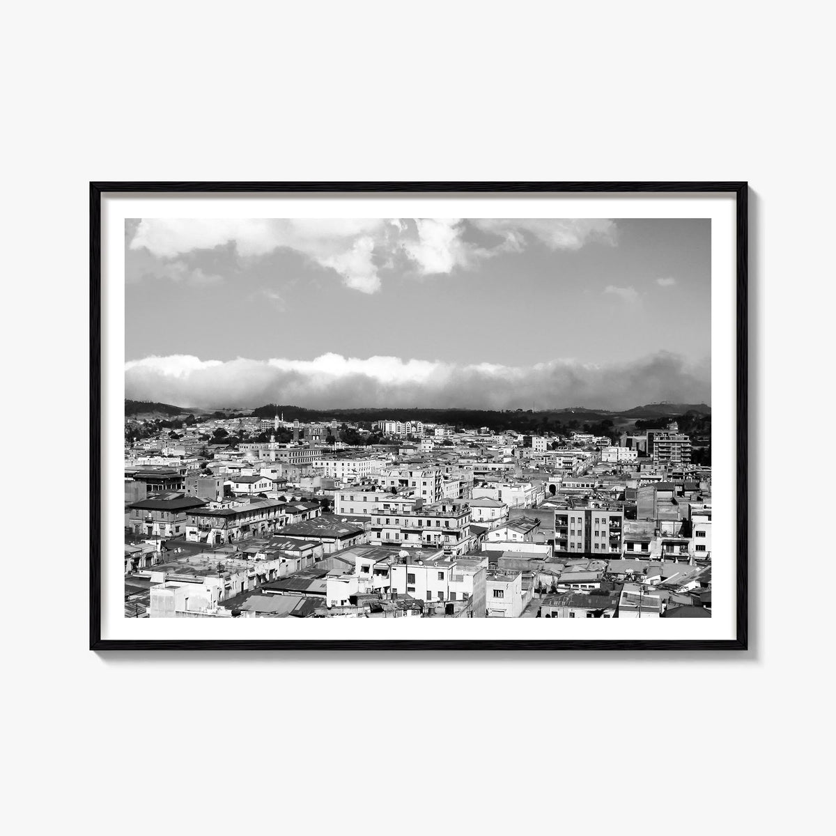 Asmara black & white photo poster of Eritrea – horizontal wall art, unframed print shown in interior mockup