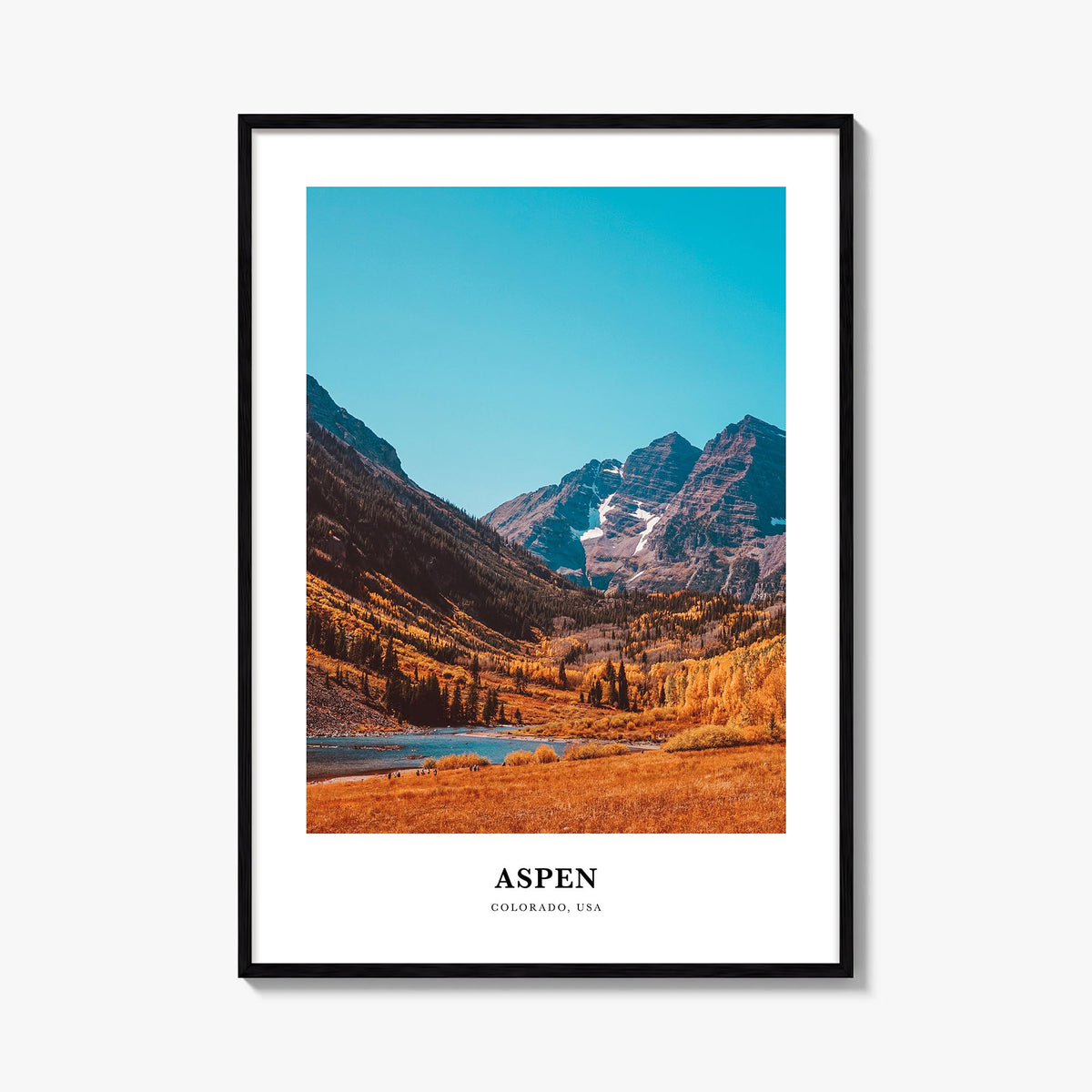 Aspen colorful classic poster of Colorado, USA – vertical wall art, unframed print shown in interior mockup