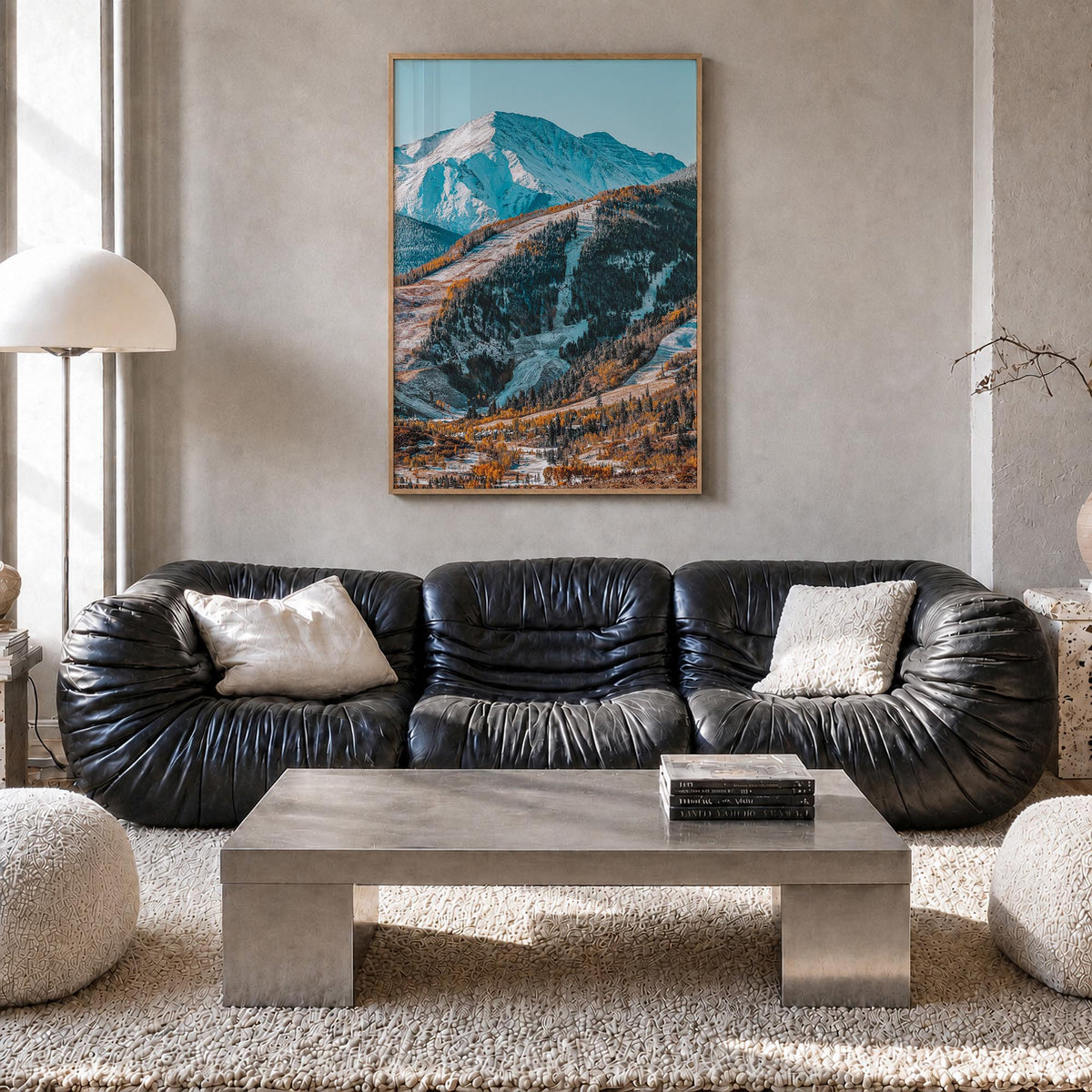 Aspen no. 1 colorful photo poster of Colorado, USA – vertical wall art in natural wood frame, hanging on wall