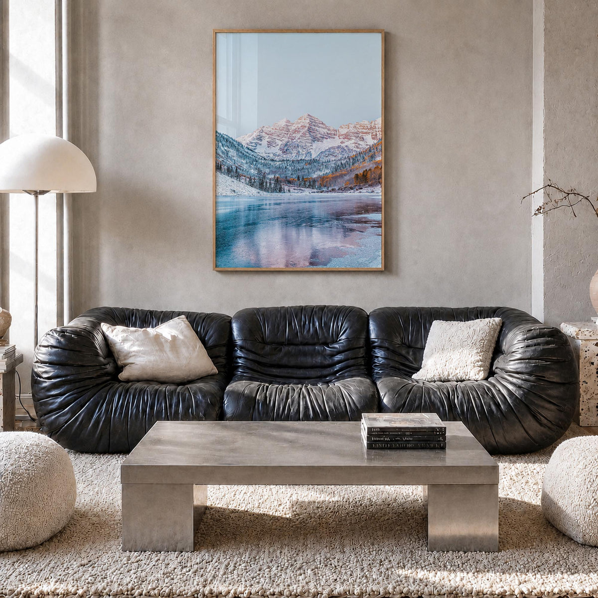 Aspen no. 3 colorful photo poster of Colorado, USA – vertical wall art in natural wood frame, hanging on wall