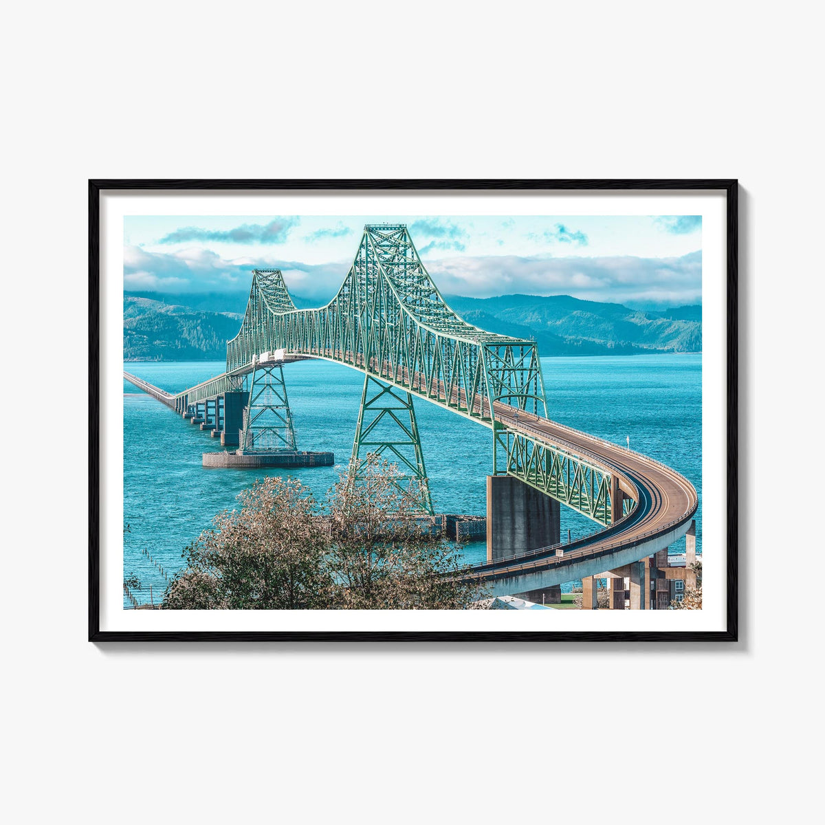 Astoria, Oregon colorful photo poster of Oregon, USA – horizontal wall art, unframed print shown in interior mockup