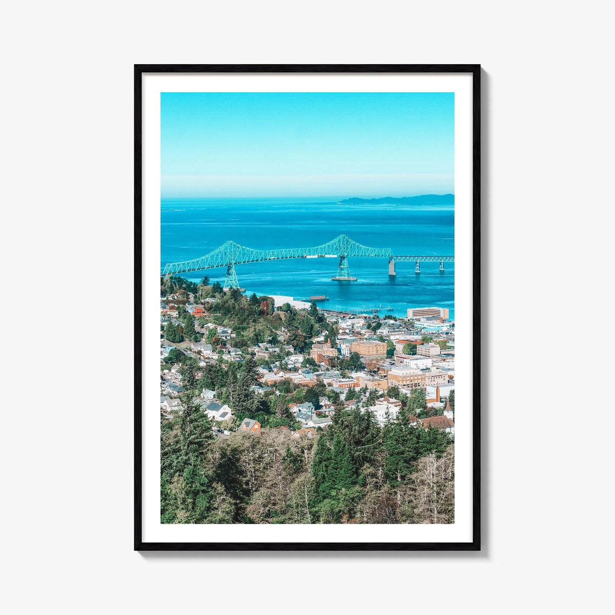Astoria, Oregon no. 1 colorful photo poster of Oregon, USA – vertical wall art, unframed print shown in interior mockup