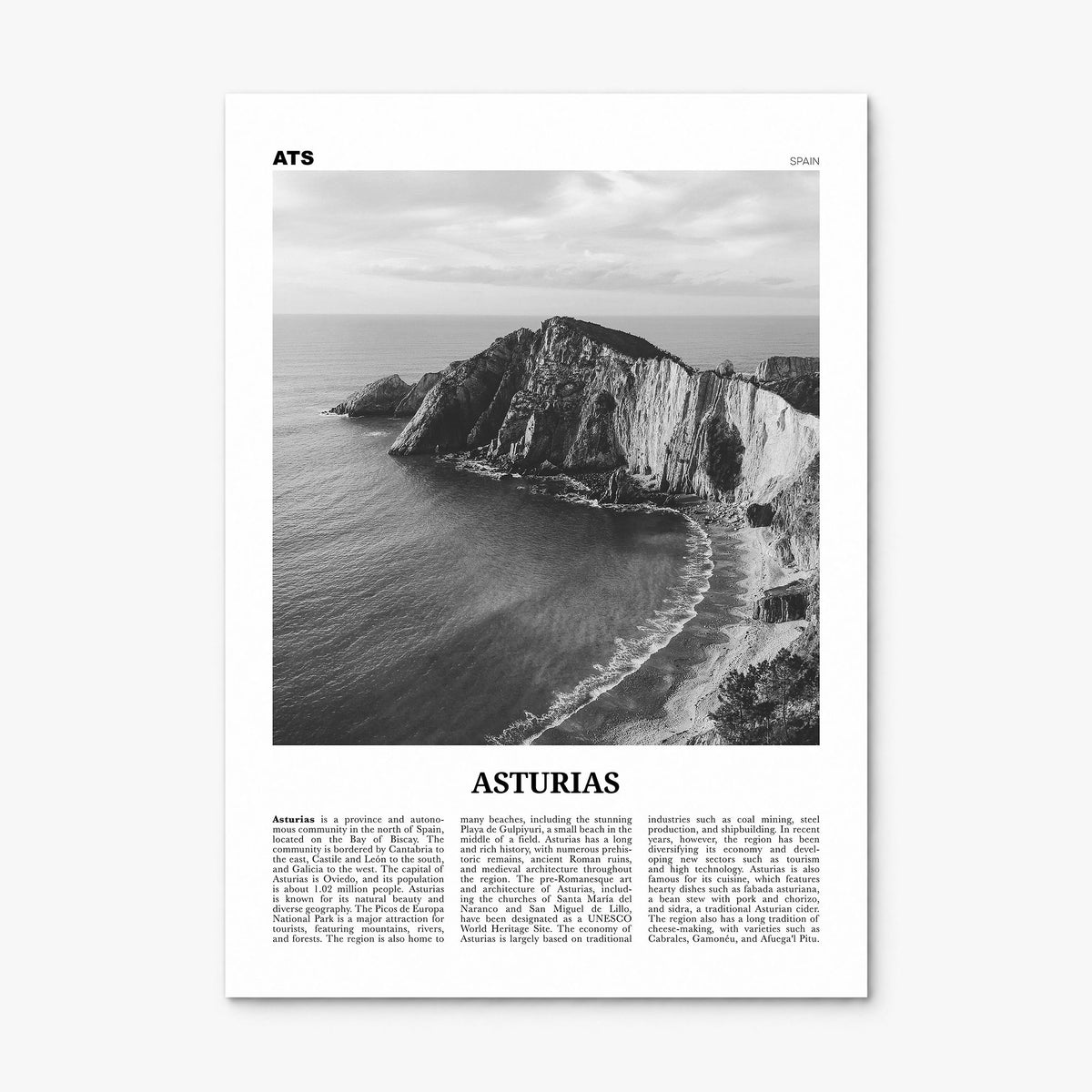 Asturias Newspaper Poster, print only (unframed)