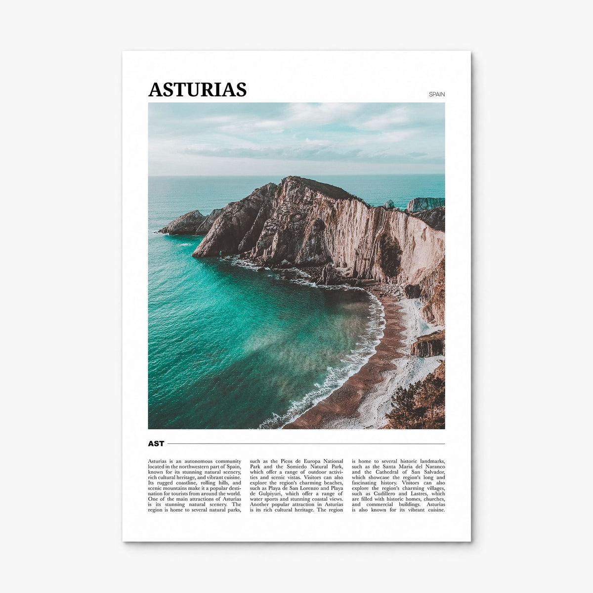 Asturias Travel Poster, print only (unframed)