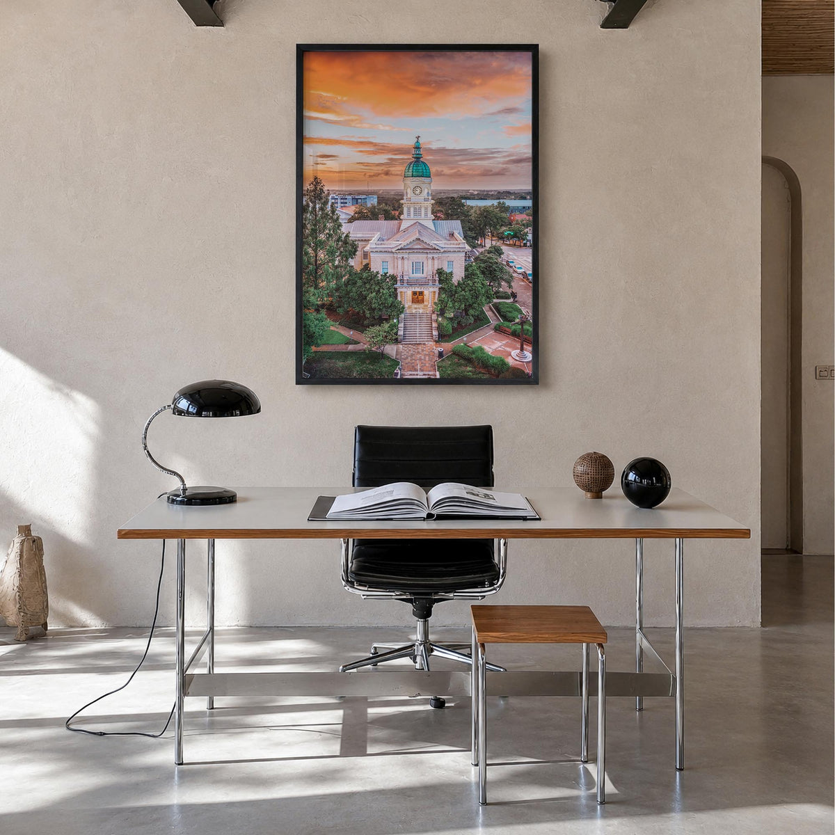 Athens, Georgia colorful photo poster of Georgia, USA – vertical wall art in black wood frame, hanging on wall