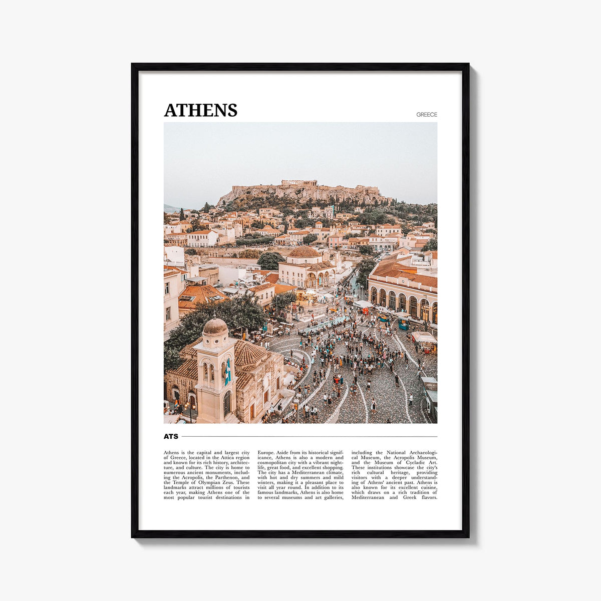 Athens, Greece colorful travel poster of Greece – vertical wall art, unframed print shown in interior mockup