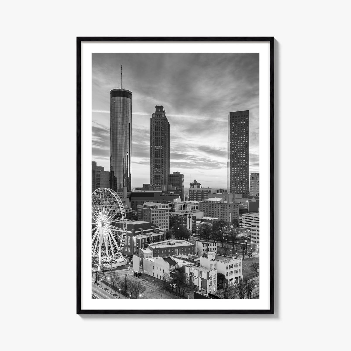 Atlanta no. 1 black & white photo poster of Georgia, USA – vertical wall art, unframed print shown in interior mockup