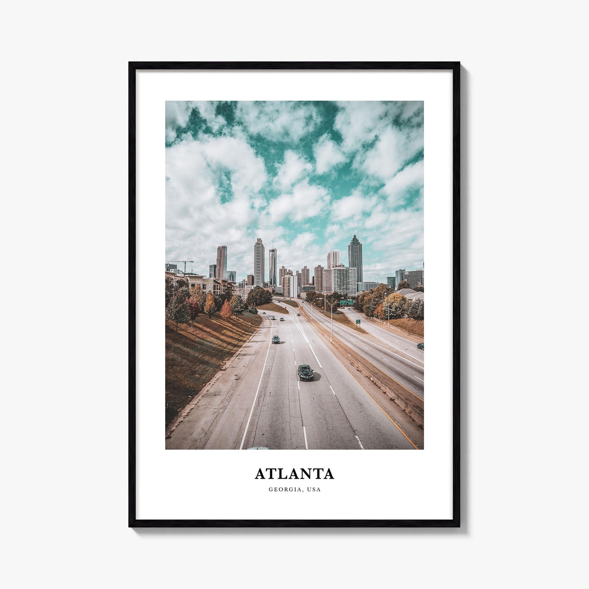 Atlanta no. 1 colorful classic poster of Georgia, USA – vertical wall art, unframed print shown in interior mockup
