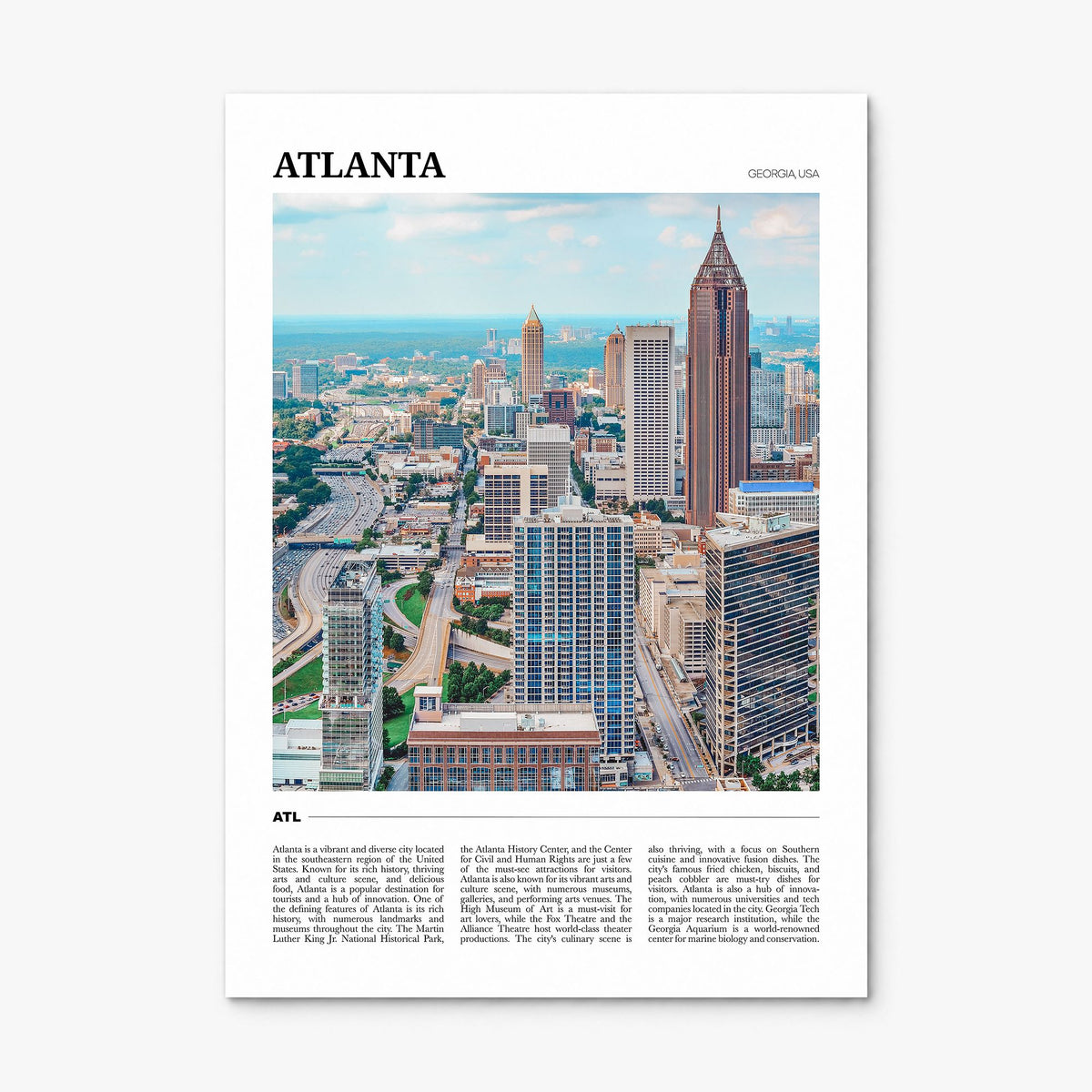 Atlanta Travel No 1 Poster, print only (unframed)