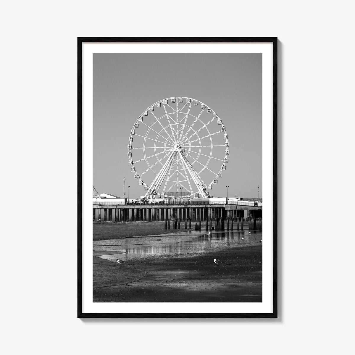 Atlantic City black & white photo poster of New Jersey, USA – vertical wall art, unframed print shown in interior mockup