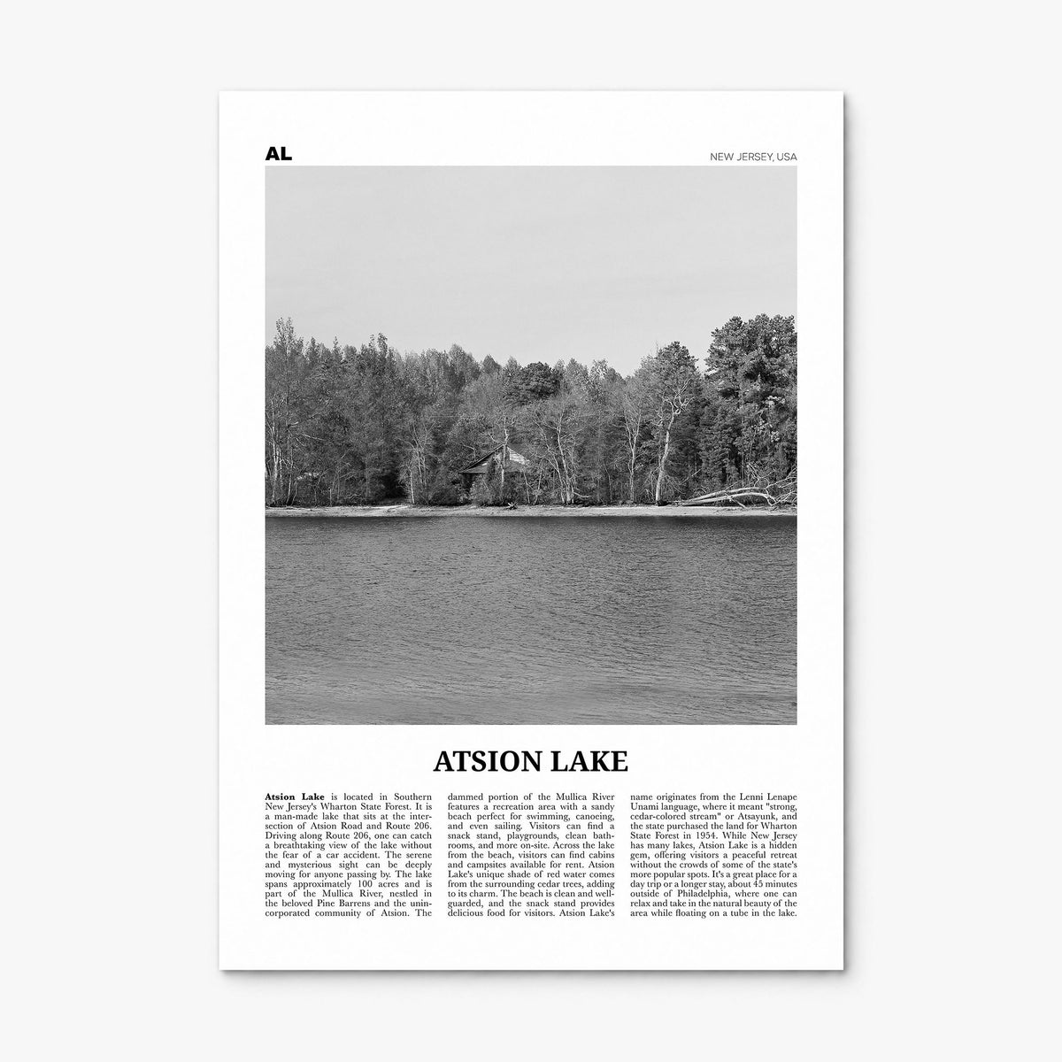 Atsion Lake Newspaper Poster, print only (unframed)