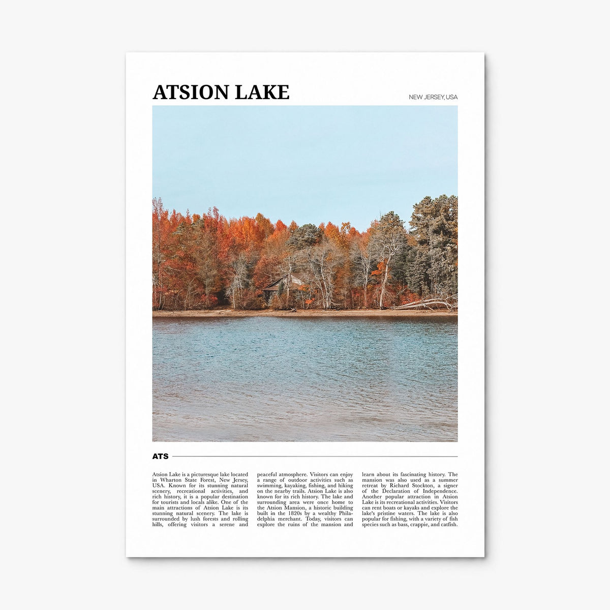 Atsion Lake Travel Poster, print only (unframed)