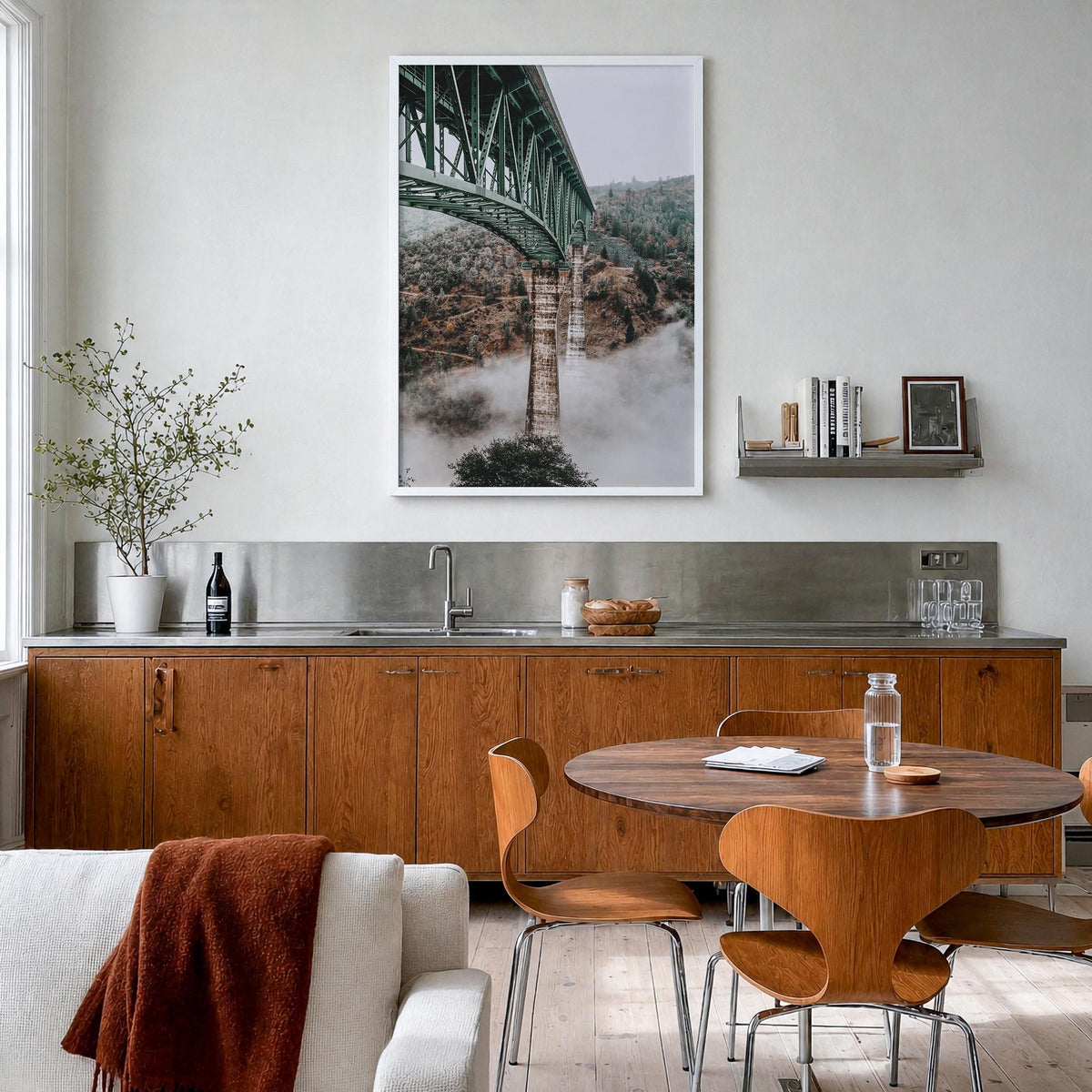 Auburn, California no. 1 colorful photo poster of California, USA – vertical wall art in white wood frame, hanging on wall