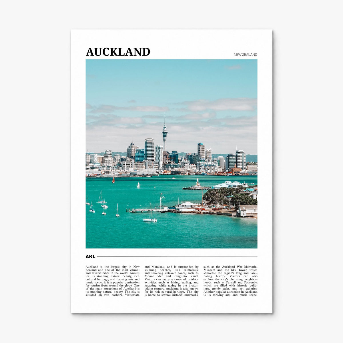 Auckland Travel Poster, print only (unframed)