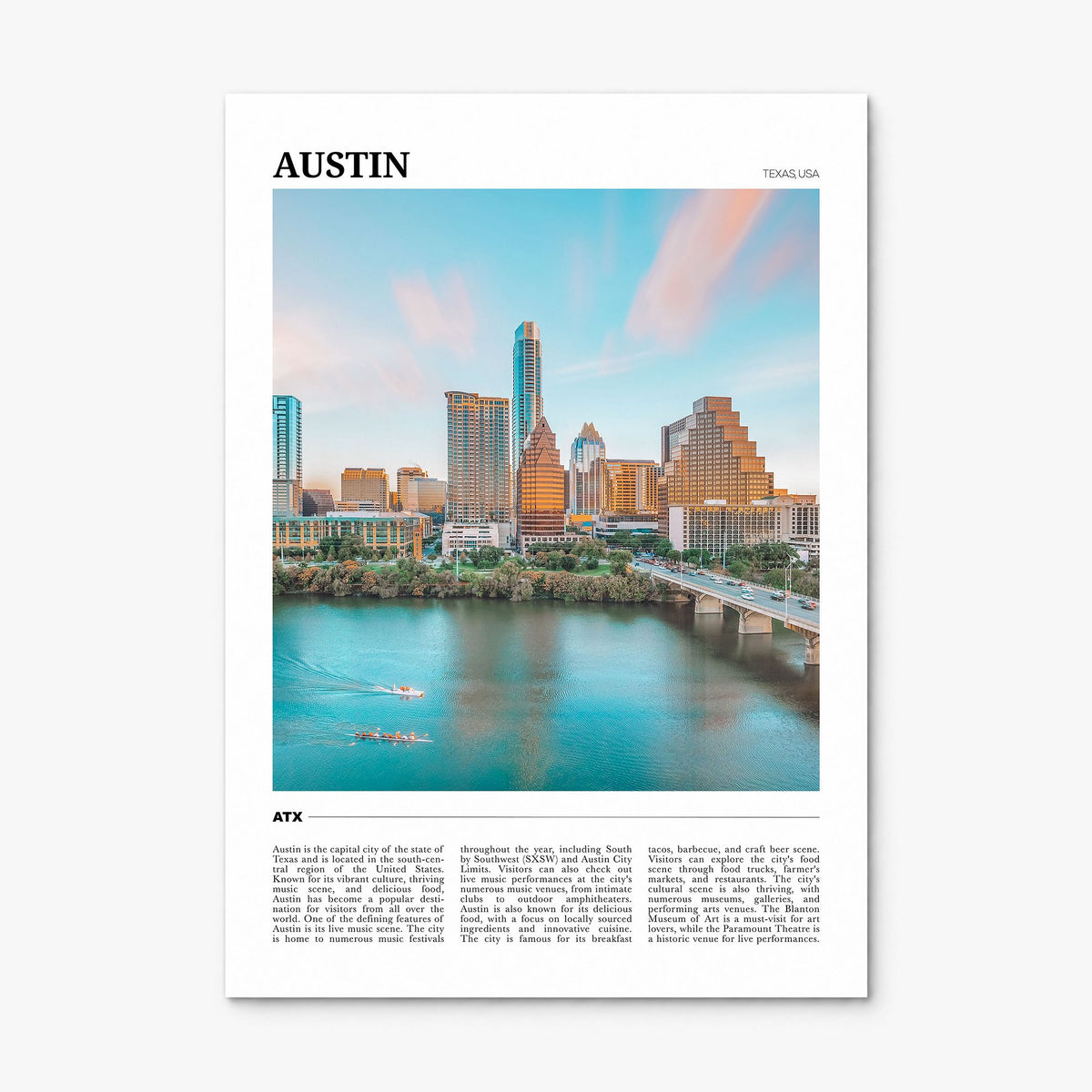 Austin Travel Poster, print only (unframed)