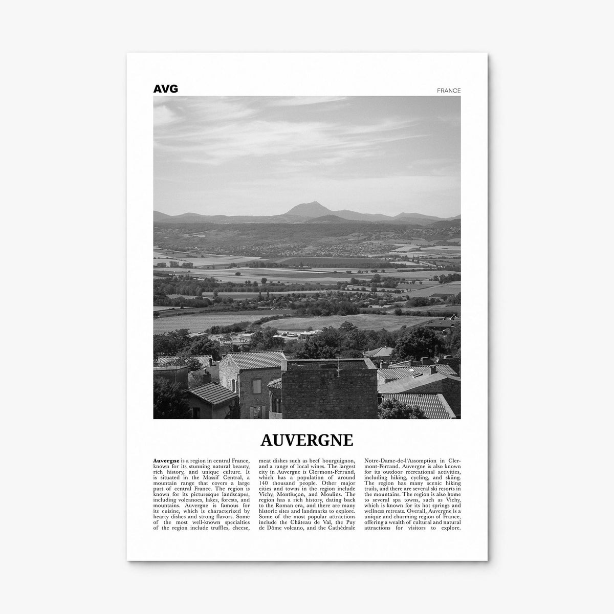 Auvergne Newspaper Poster, print only (unframed)