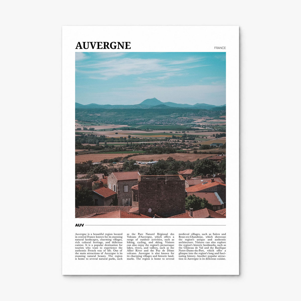 Auvergne Travel Poster, print only (unframed)