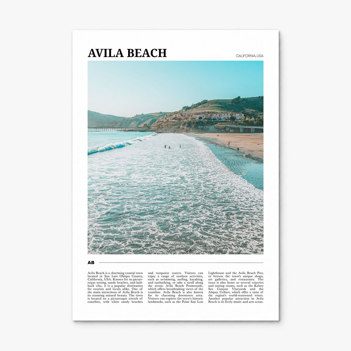 Avila Beach Travel Poster, print only (unframed)