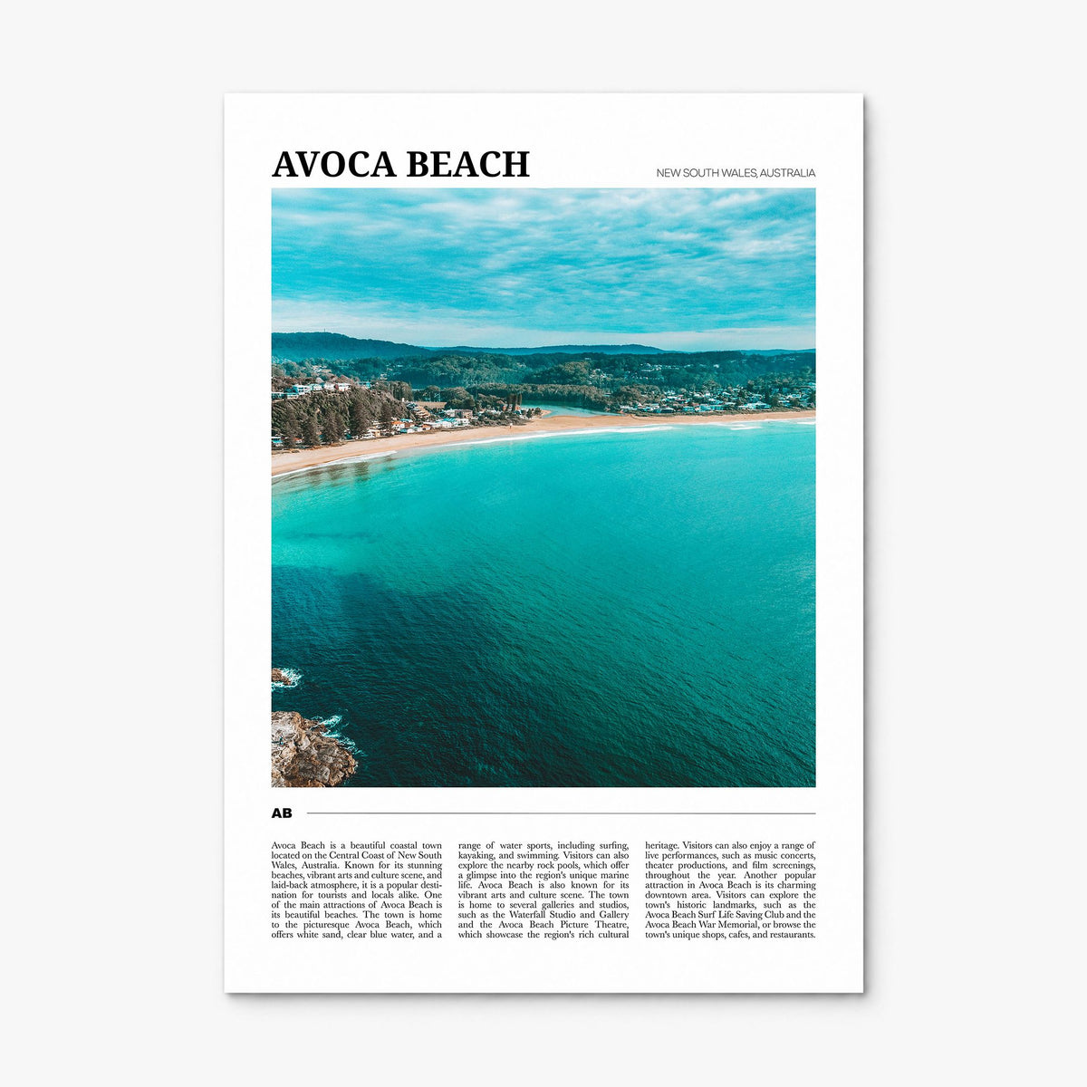 Avoca Beach Travel Poster, print only (unframed)