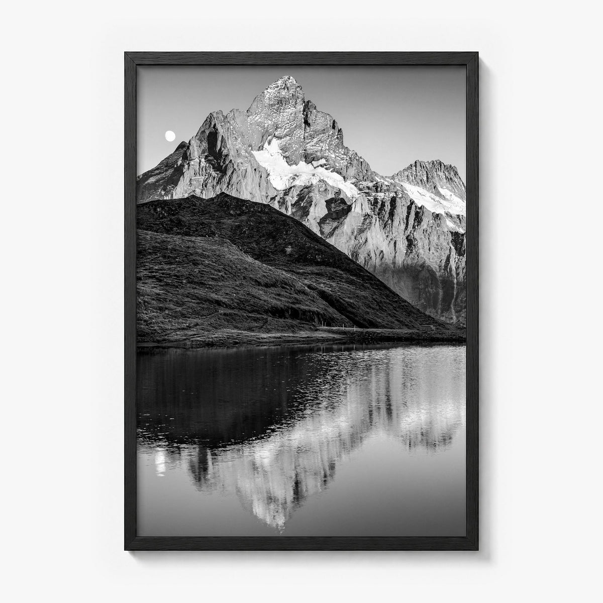 Bachalpsee Photo Poster in a black wood frame, full image (no border)