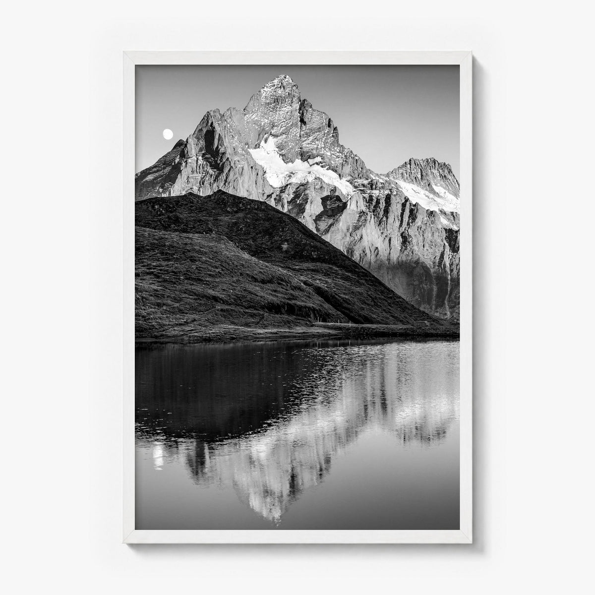 Bachalpsee Photo Poster in a white wood frame, full image (no border)
