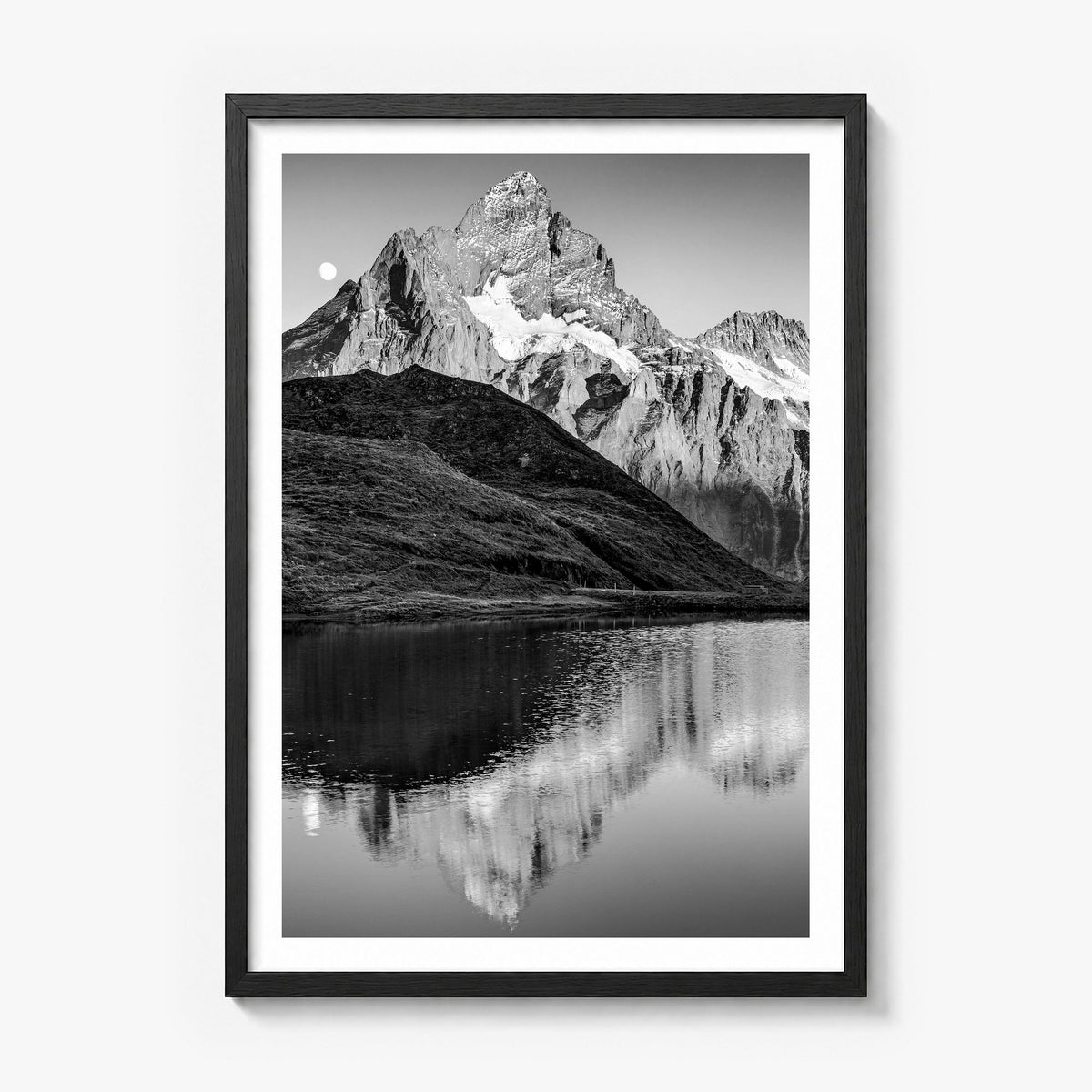Bachalpsee Photo Poster in a black wood frame, white border