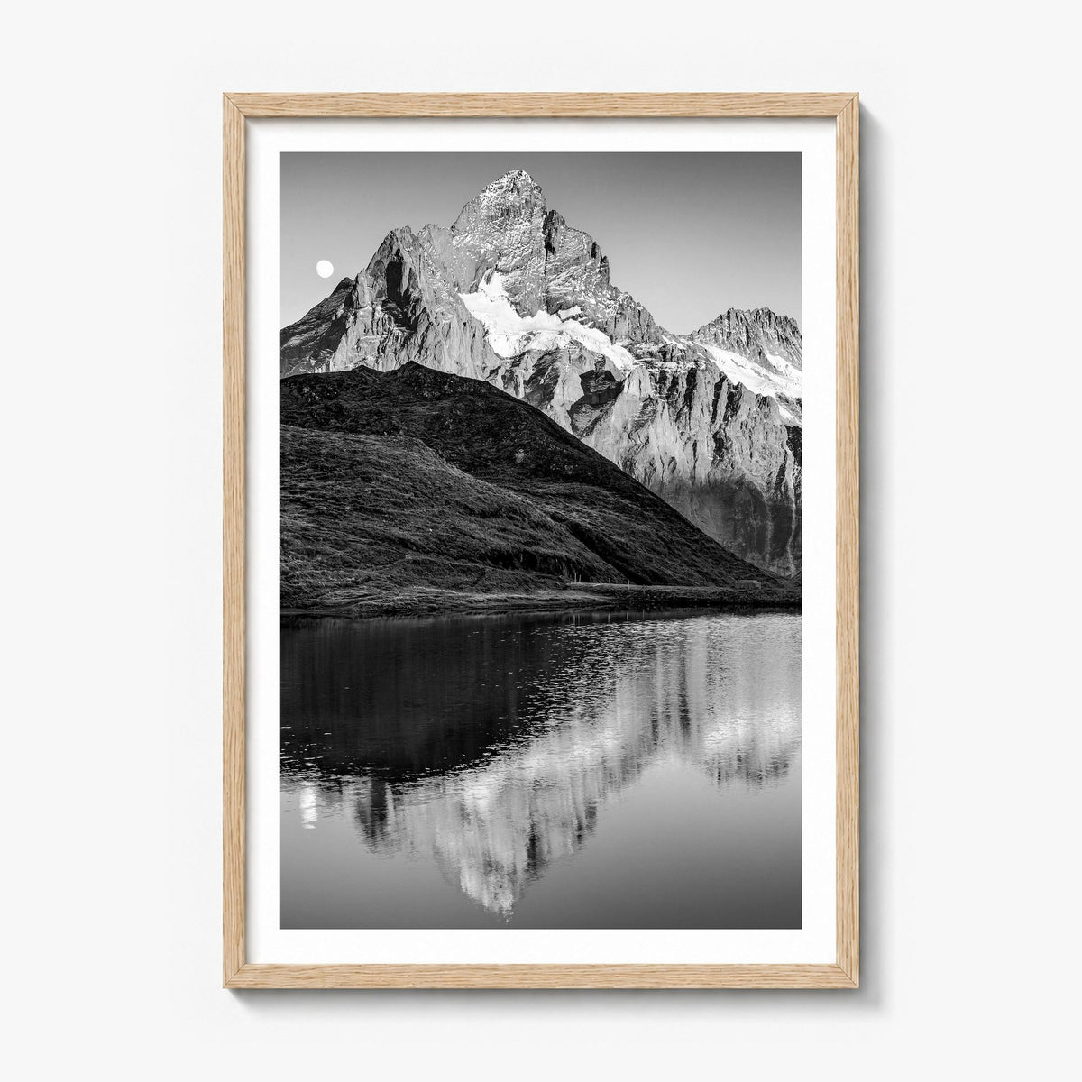 Bachalpsee Photo Poster in a natural wood frame, white border