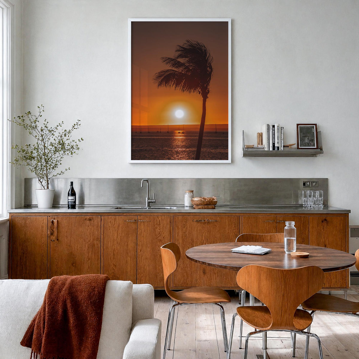 Baja California Sur no. 2 colorful photo poster of Mexico – vertical wall art in white wood frame, hanging on wall