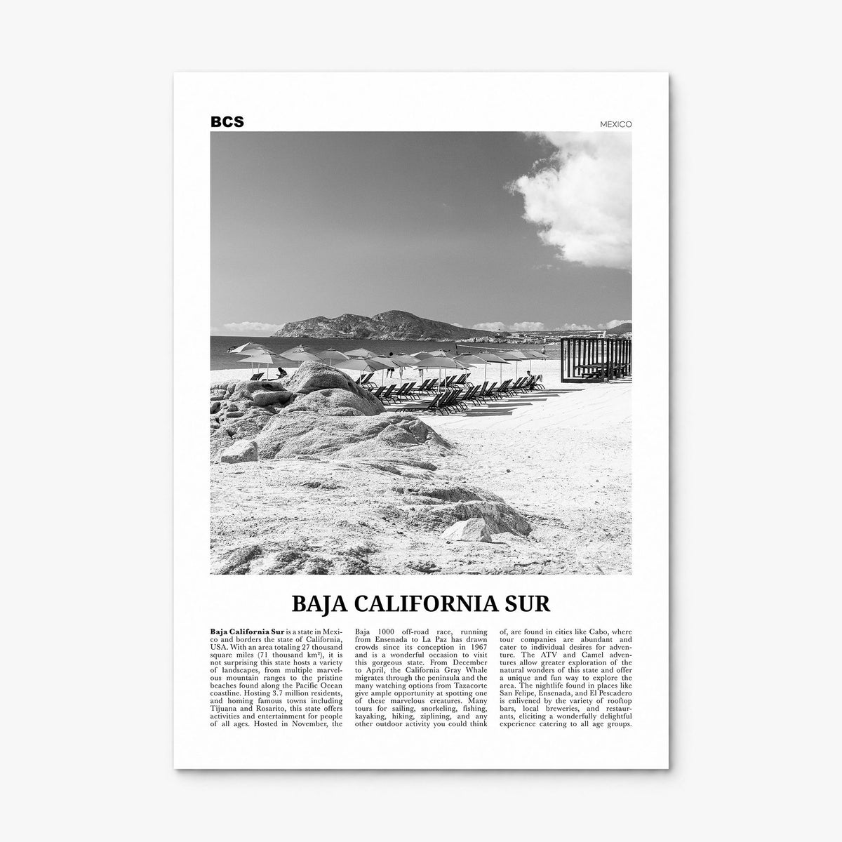 Baja California Sur Newspaper Poster, print only (unframed)