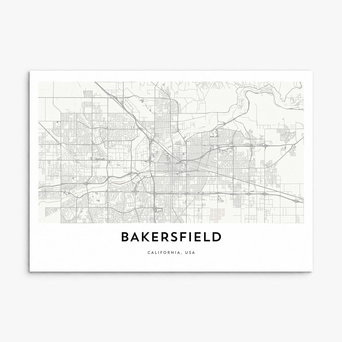 Bakersfield Map Poster, print only (unframed)