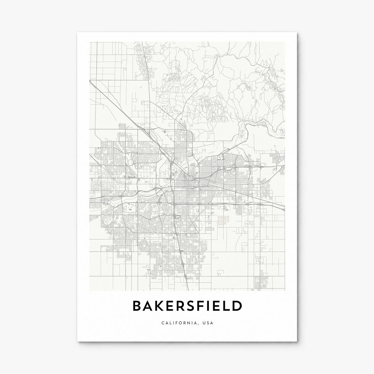 Bakersfield Map Poster, print only (unframed)