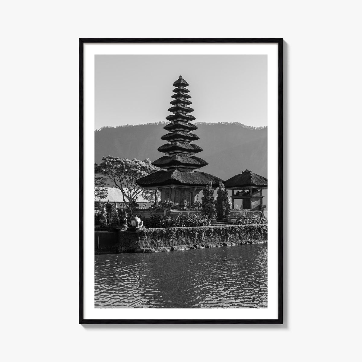 Bali no. 1 black & white photo poster of Indonesia – vertical wall art, unframed print shown in interior mockup