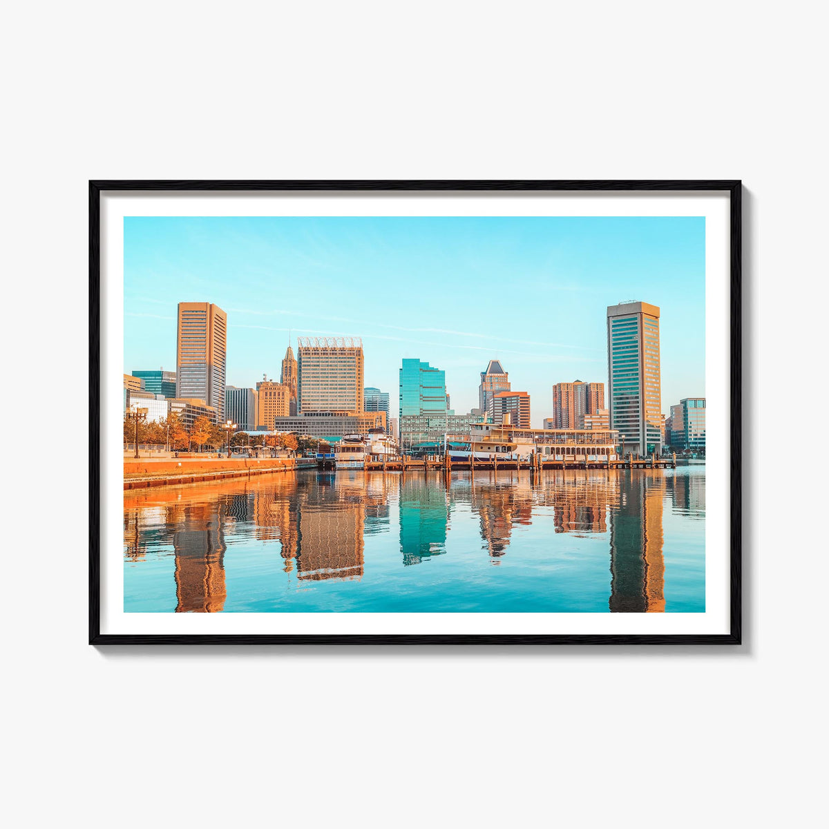 Baltimore colorful photo poster of Maryland, USA – horizontal wall art, unframed print shown in interior mockup