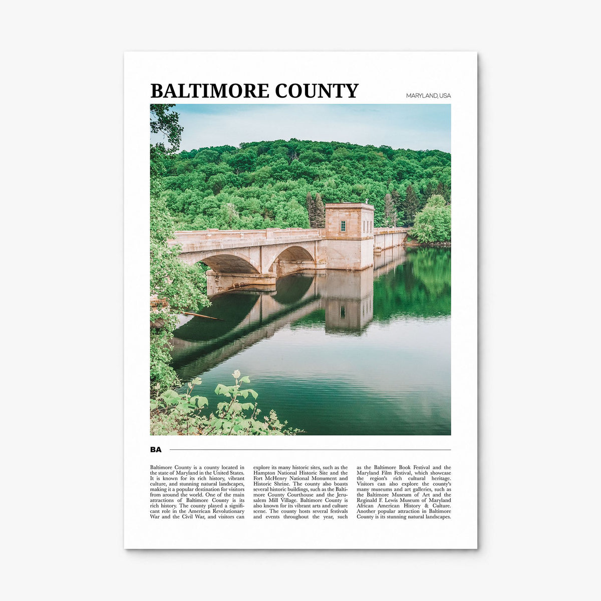 Baltimore County Travel Poster, print only (unframed)
