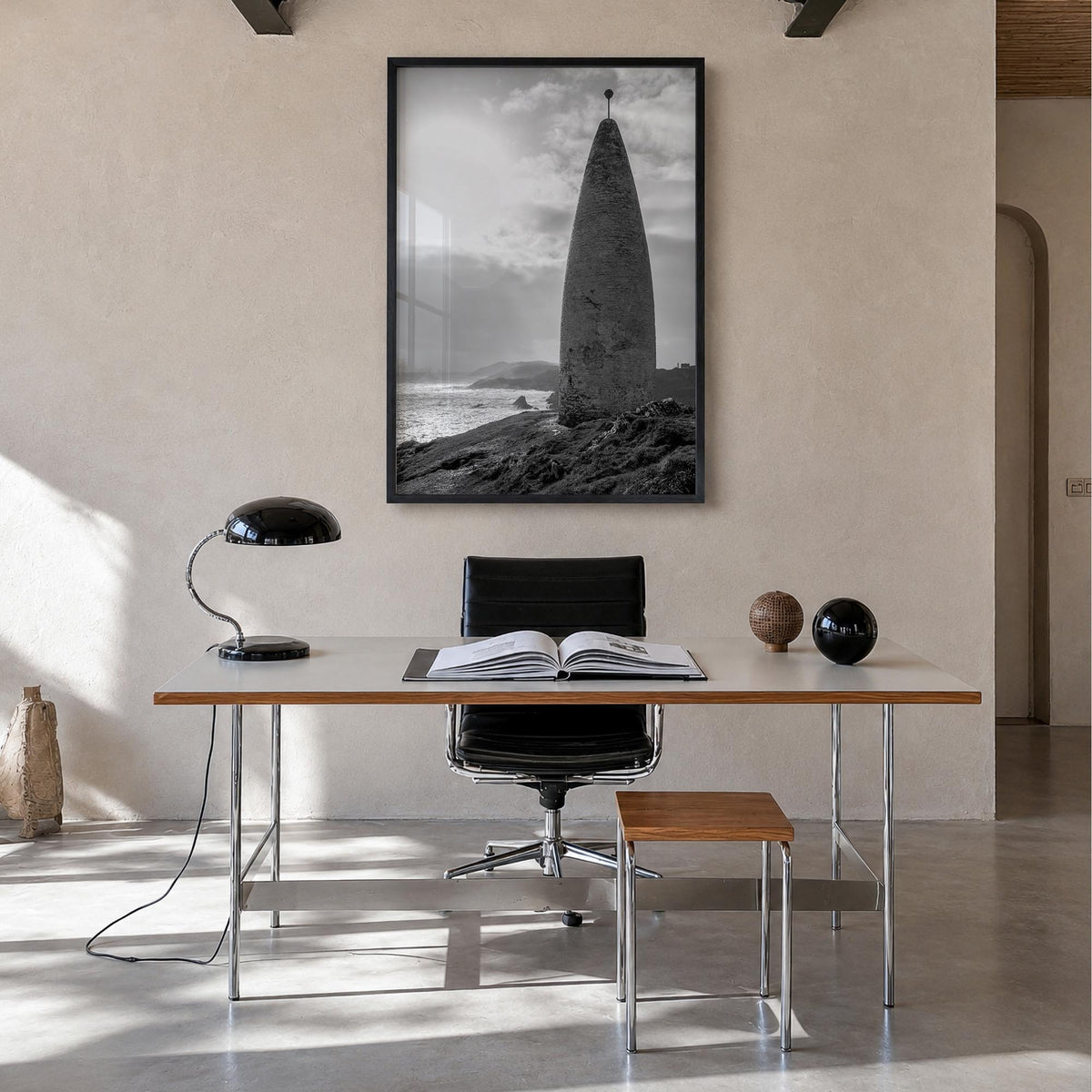Baltimore no. 2 black & white photo poster of Maryland, USA – vertical wall art in black wood frame, hanging on wall