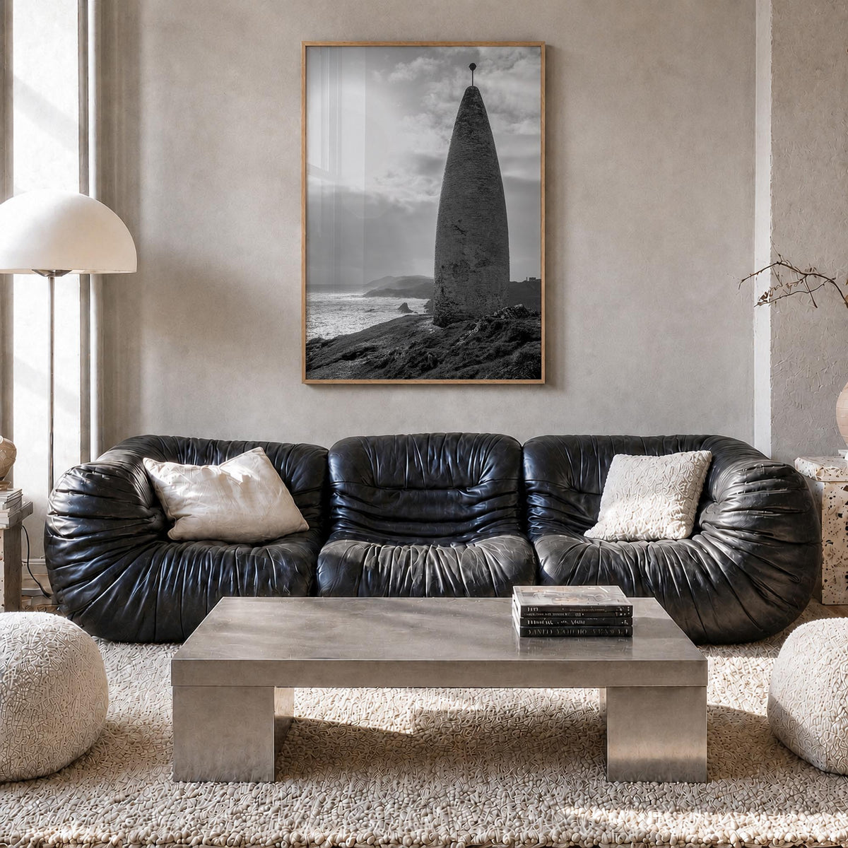 Baltimore no. 2 black & white photo poster of Maryland, USA – vertical wall art in natural wood frame, hanging on wall