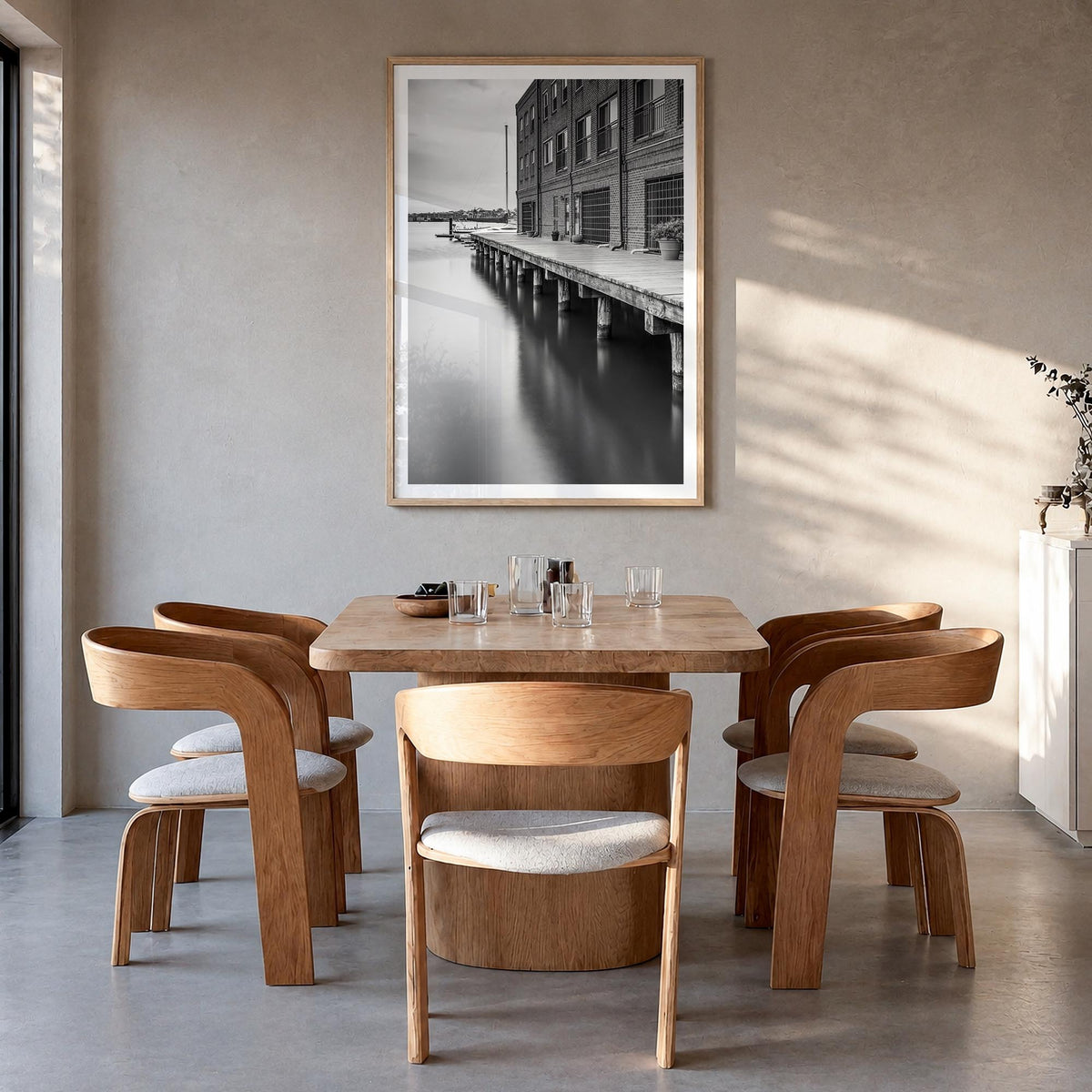 Baltimore no. 3 black & white photo poster of Maryland, USA – vertical wall art in natural wood frame with white border, hang