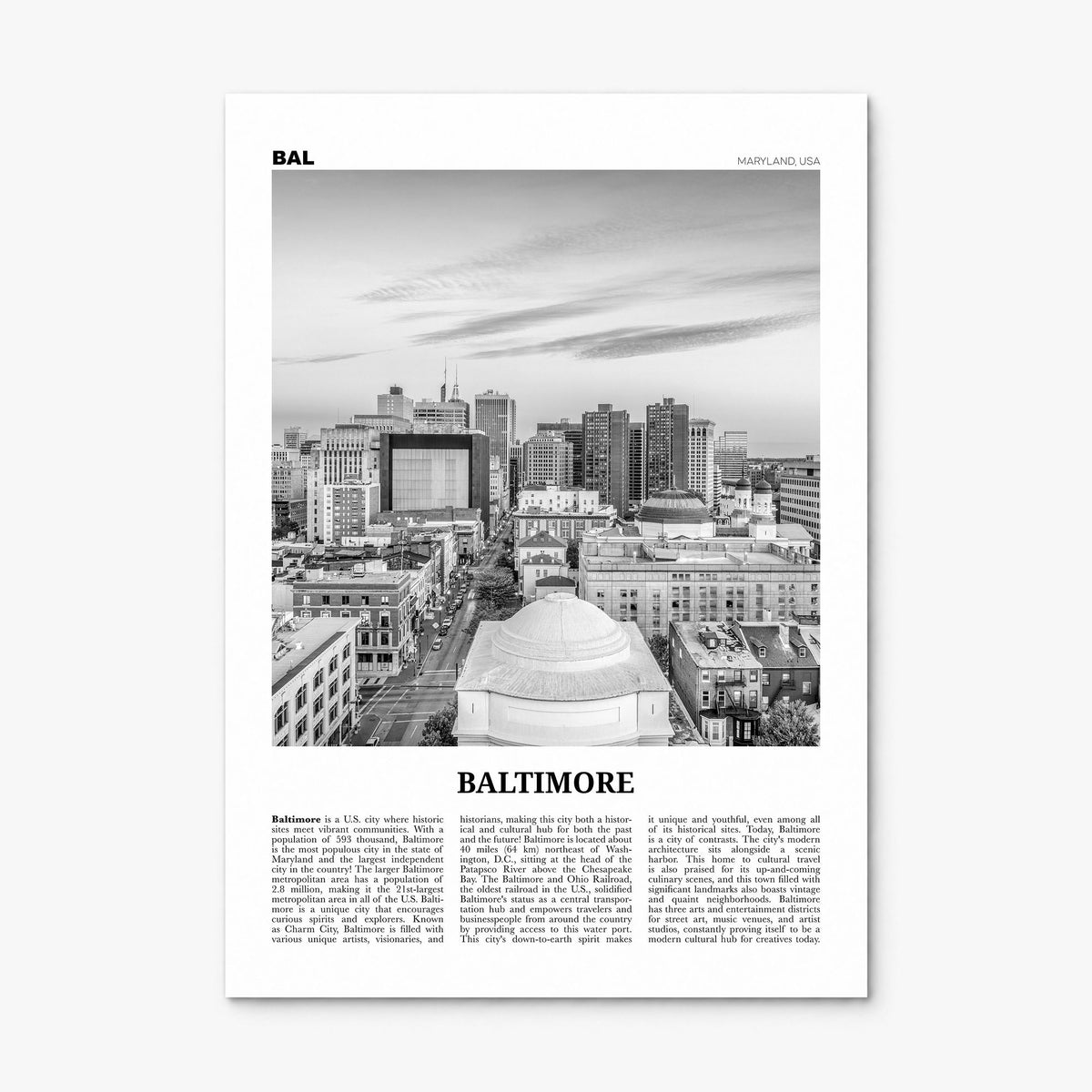 Baltimore Newspaper No 2 Poster, print only (unframed)