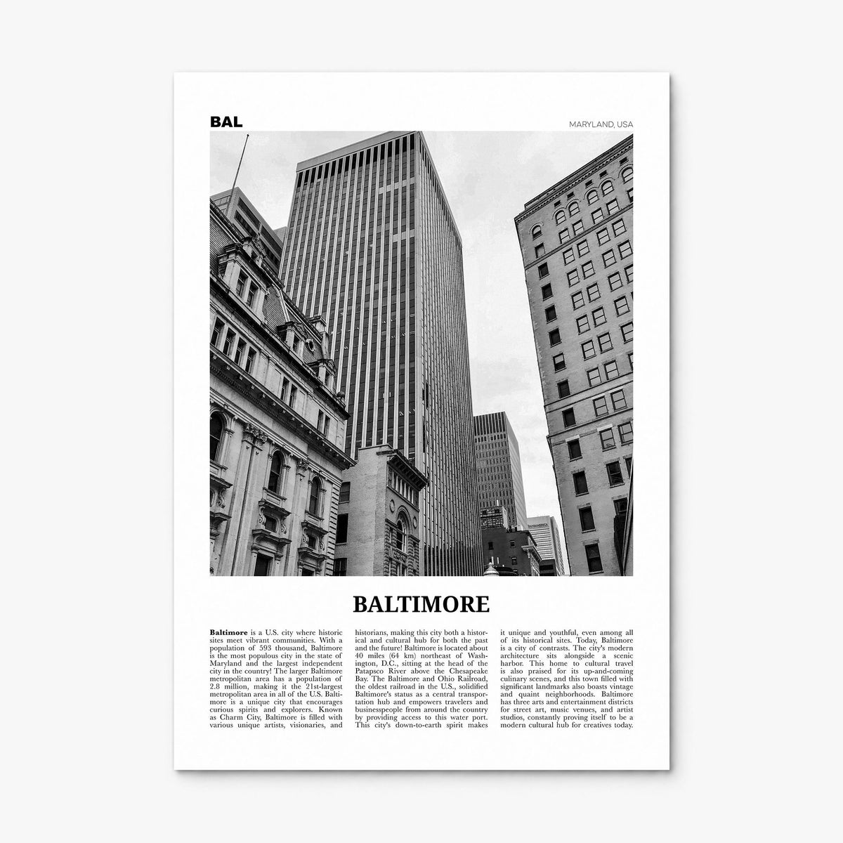 Baltimore Newspaper No 3 Poster, print only (unframed)